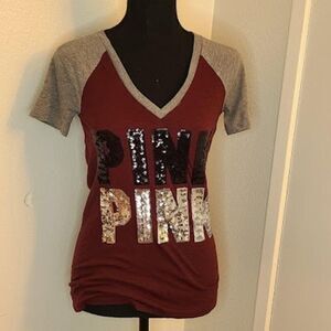 PINK victorias secret v cut‎ logo shirt xs